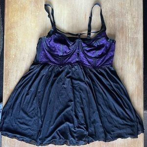 💜Torrid Black/Purple Sheer Lace slip dress. 💜
